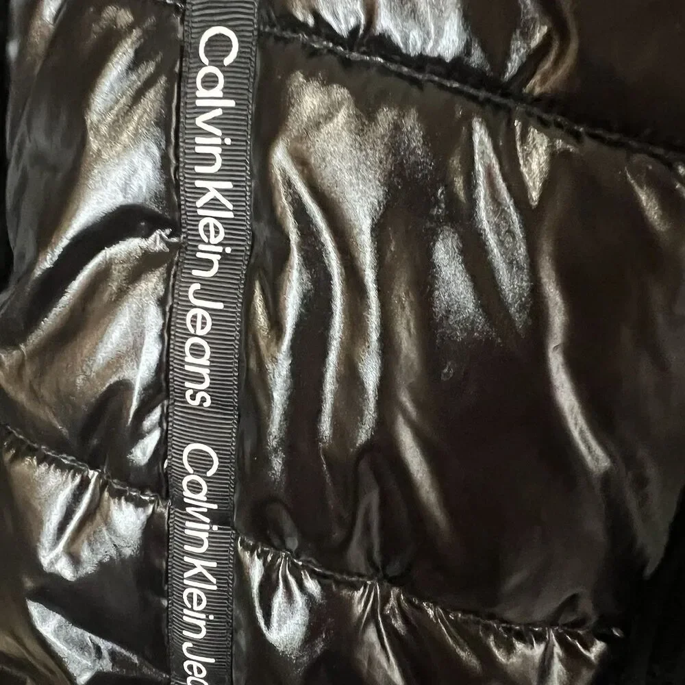 Calvin Klein Kids 6x Puffer Jacket Faux Fur Removable Hood *flaws*